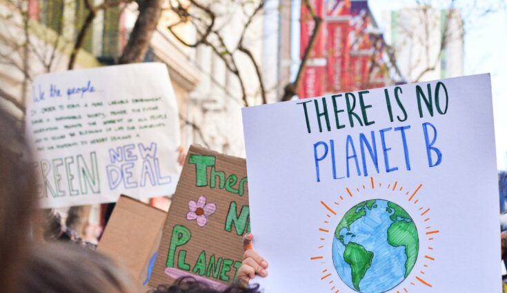 There is no planet B sign being held up at a protest