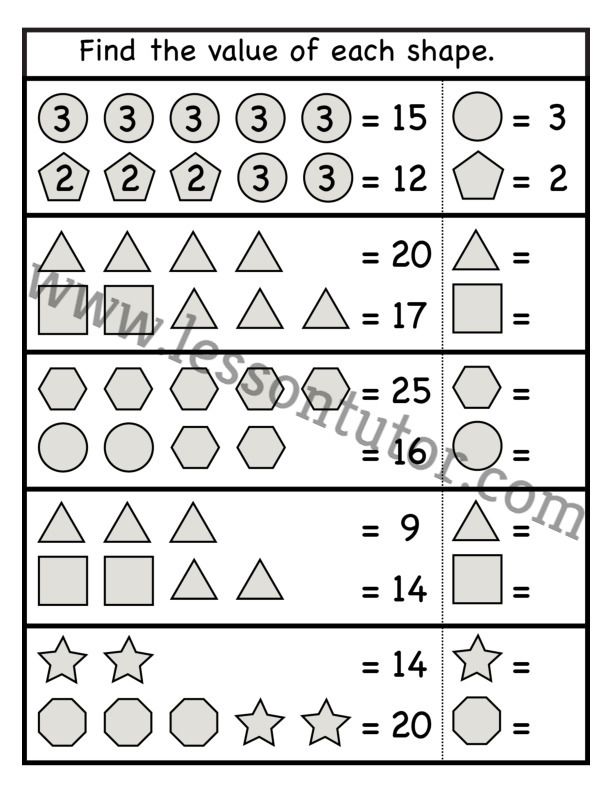 algebra shape variables worksheet third grade 3 lesson tutor