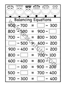 balancing equations worksheet third grade 5 lesson tutor