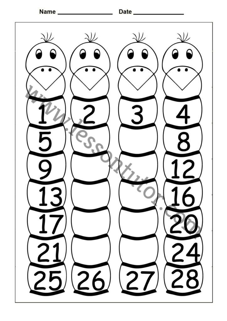 missing numbers 1 to 30 four worksheets kindergarten lesson tutor