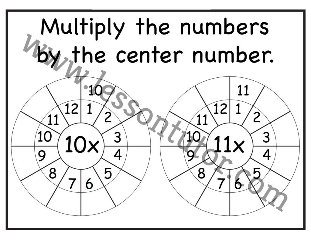 Multiplication Target Circles – 10, 11 Times Table Worksheet Second ...