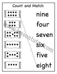 numbers in words matching worksheet first grade 4 lesson tutor