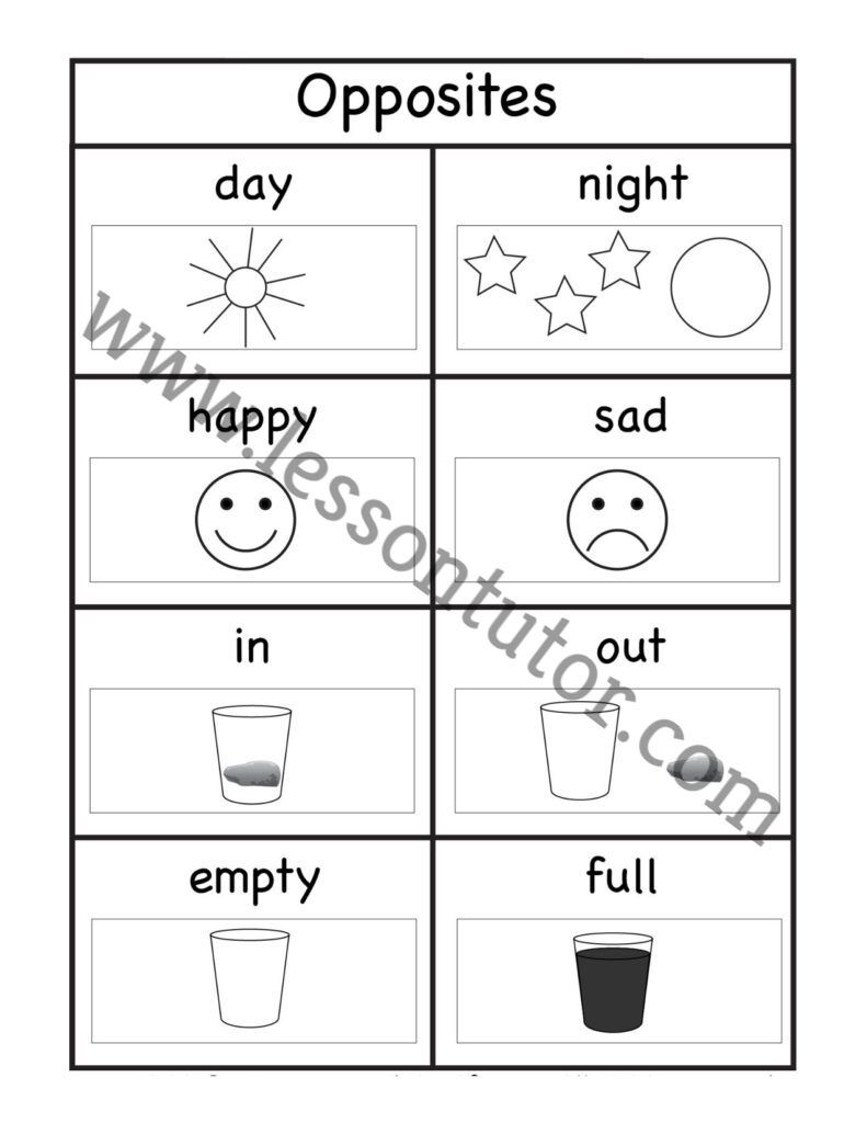 opposites of the word worksheet kindergarten lesson tutor