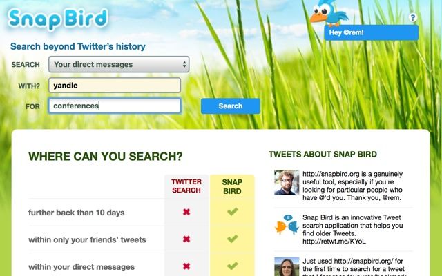 SnapBird Tool to Search in the Twitter History